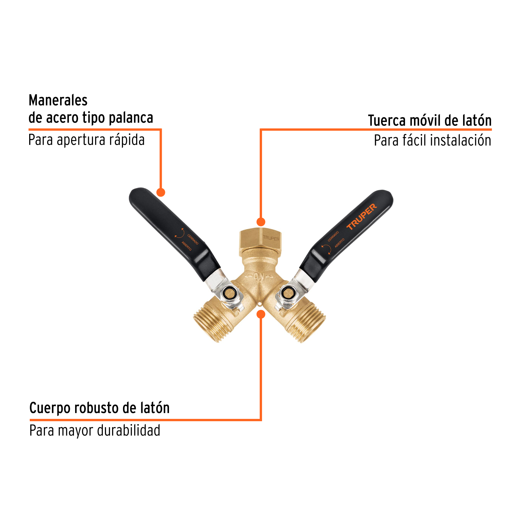 Conector "Y" 3/4" cuerpo robusto con tuerca móvil p/manguera - Imagen 2