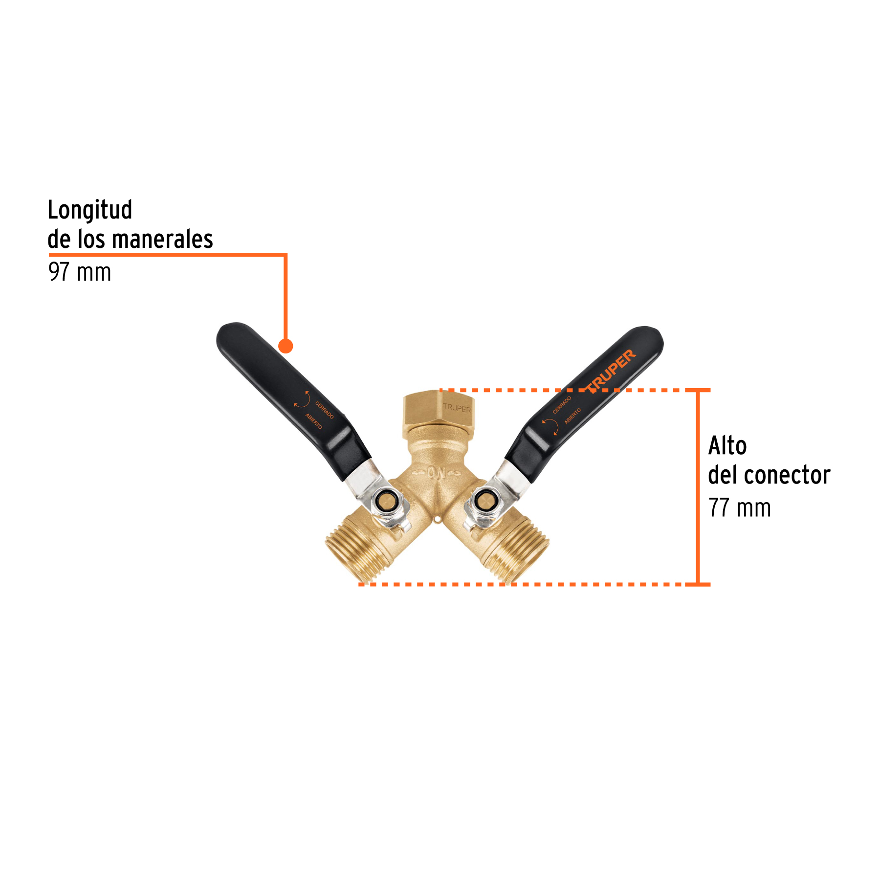Conector "Y" 3/4" cuerpo robusto con tuerca móvil p/manguera - Imagen 3