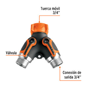Alternative view of Conector 'Y' 3/4' metálico con recubrimiento para manguera