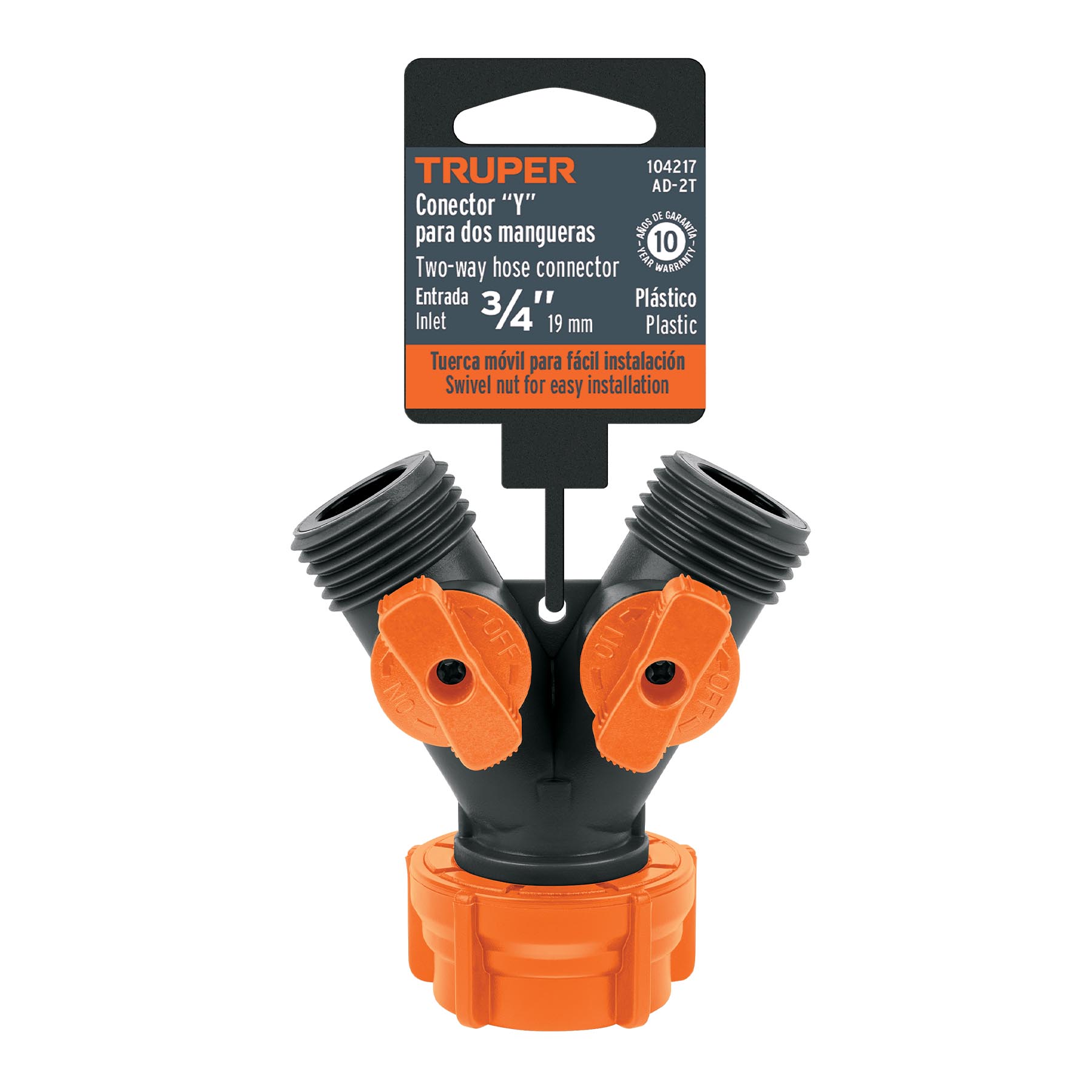 Conector "Y" 3/4" plástico con tuerca móvil p/manguera - Imagen 3