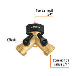 Alternative view of Conector 'Y' 3/4' latón sólido con tuerca móvil p/manguera