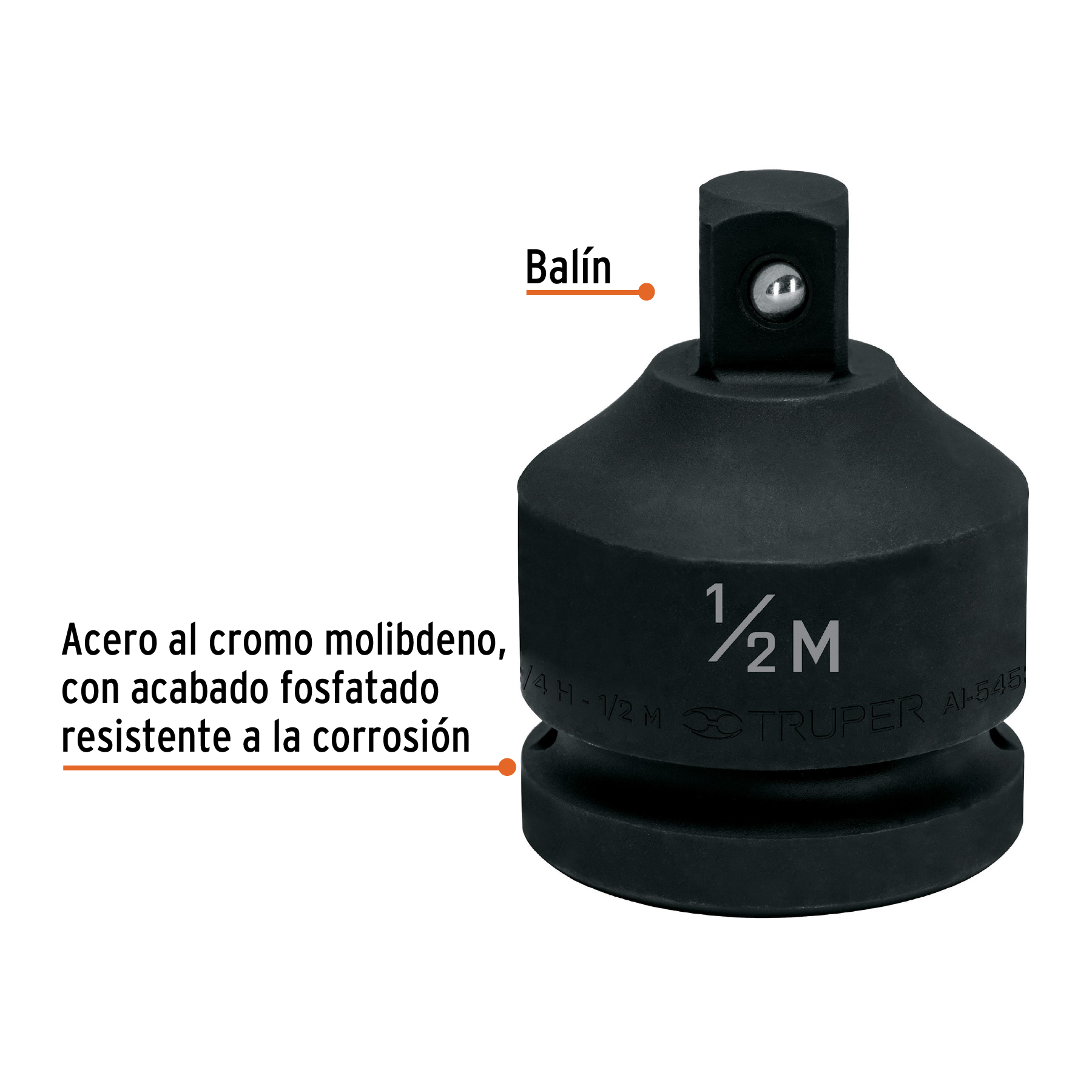 Adaptador de Impacto 3/4' (H) x 1/2' (M), TRUPER - Imagen 2