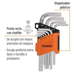 Alternative view of Juego de 10 llaves hexagonales mm, con organizador, TRUPER