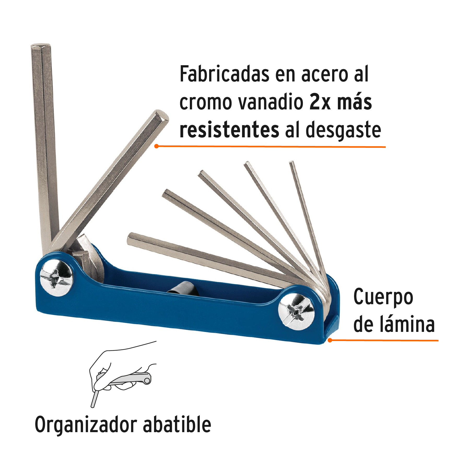 Juego de 7 llaves hexagonales mm, tipo navaja, TRUPER - Imagen 2