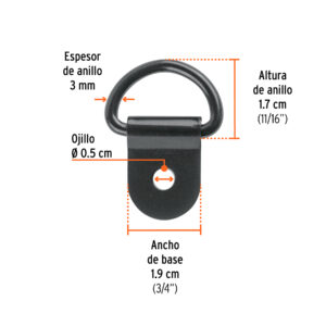 Alternative view of 12 anclajes para amarre de carga, anillo en 'D' espesor 1/8'