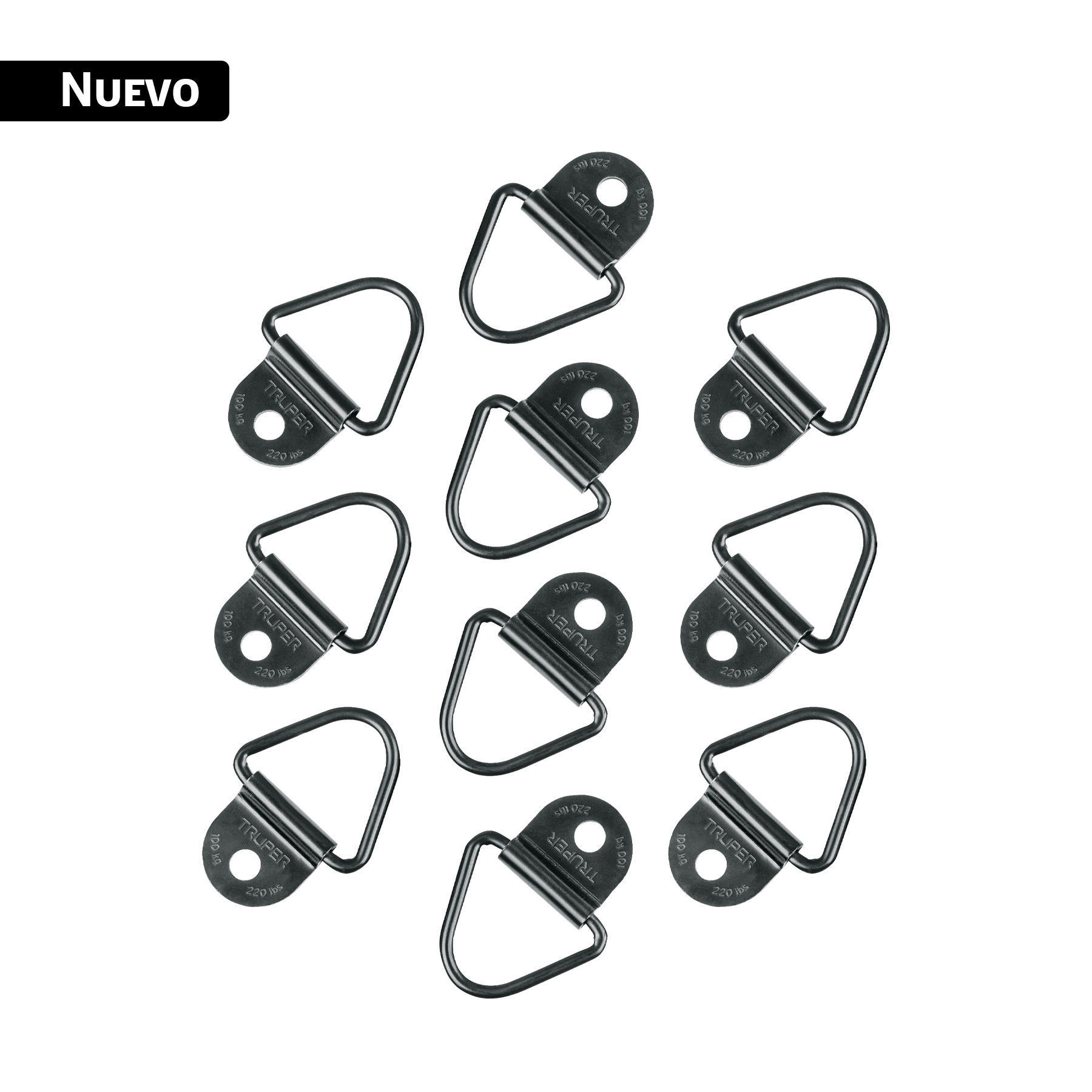 10 anclajes para amarre de carga, anillo en 'V' espesor 1/4'