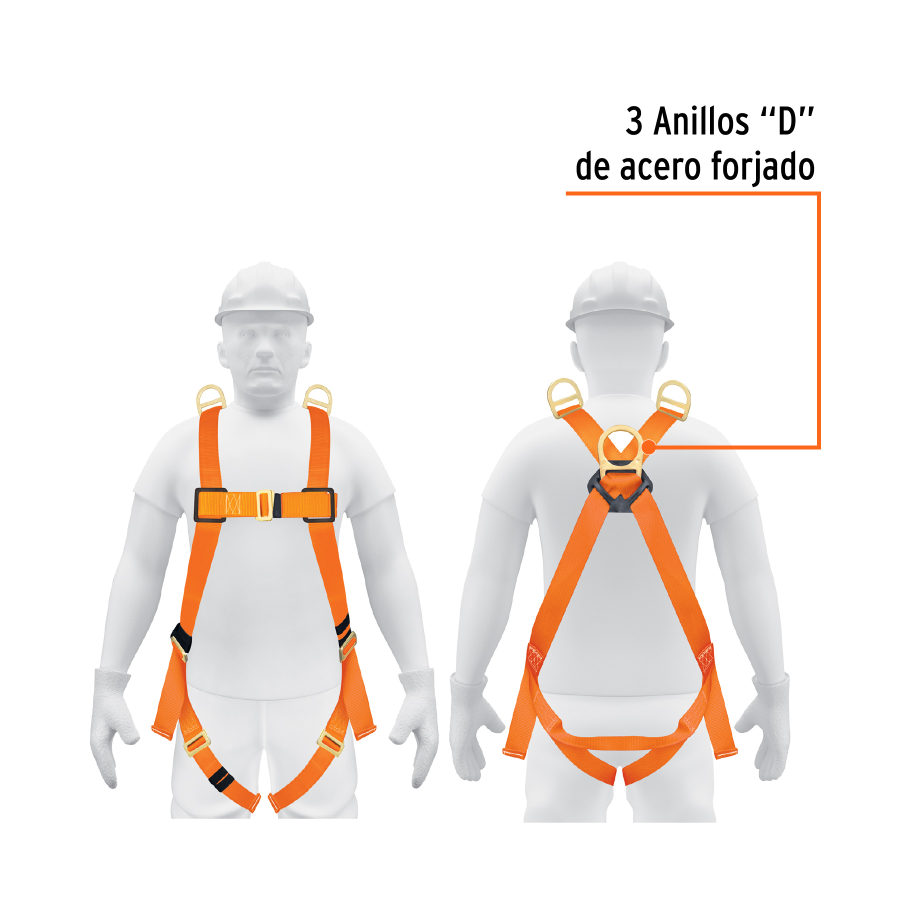 Arnés de cuerpo completo con 3 anillos, ANSI, TRUPER - Imagen 2