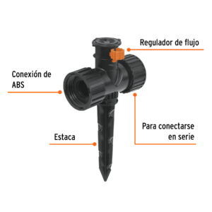 Mini aspersor plástico, dos vías, irrigación 360°, TRUPER - Imagen 2