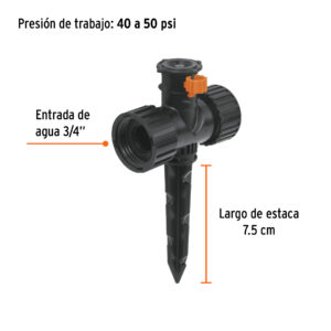 Mini aspersor plástico, dos vías, irrigación 360°, TRUPER - Imagen 3