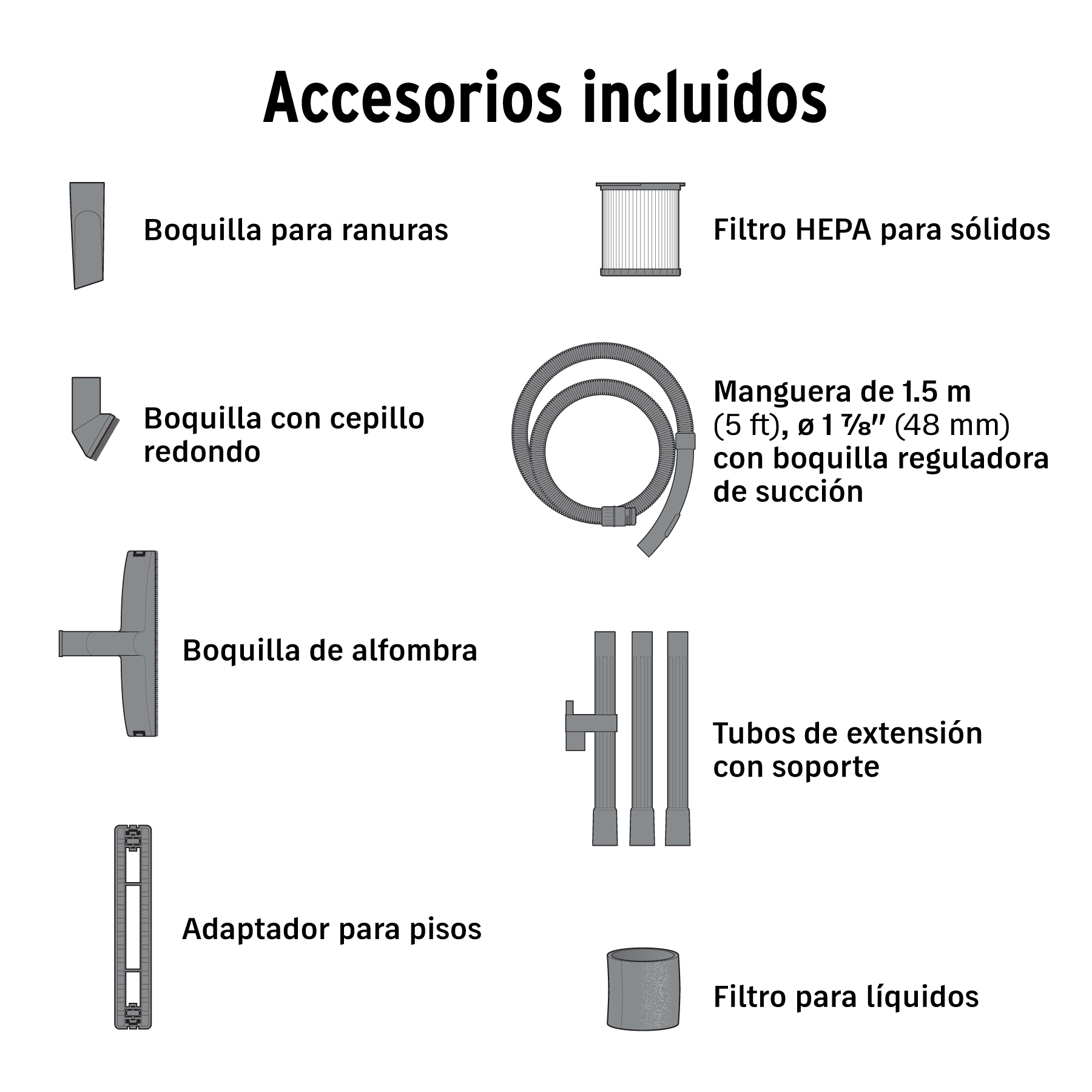 Aspiradora de sólidos y líquidos, 6 gal, plástica, negra - Imagen 2