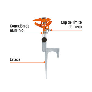 Alternative view of Aspersor metálico 14' dos vías, reforzado, estaca de escalón