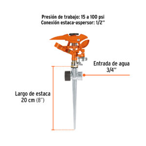 Aspersor metálico 11' dos vías, estaca metálica, TRUPER - Imagen 3