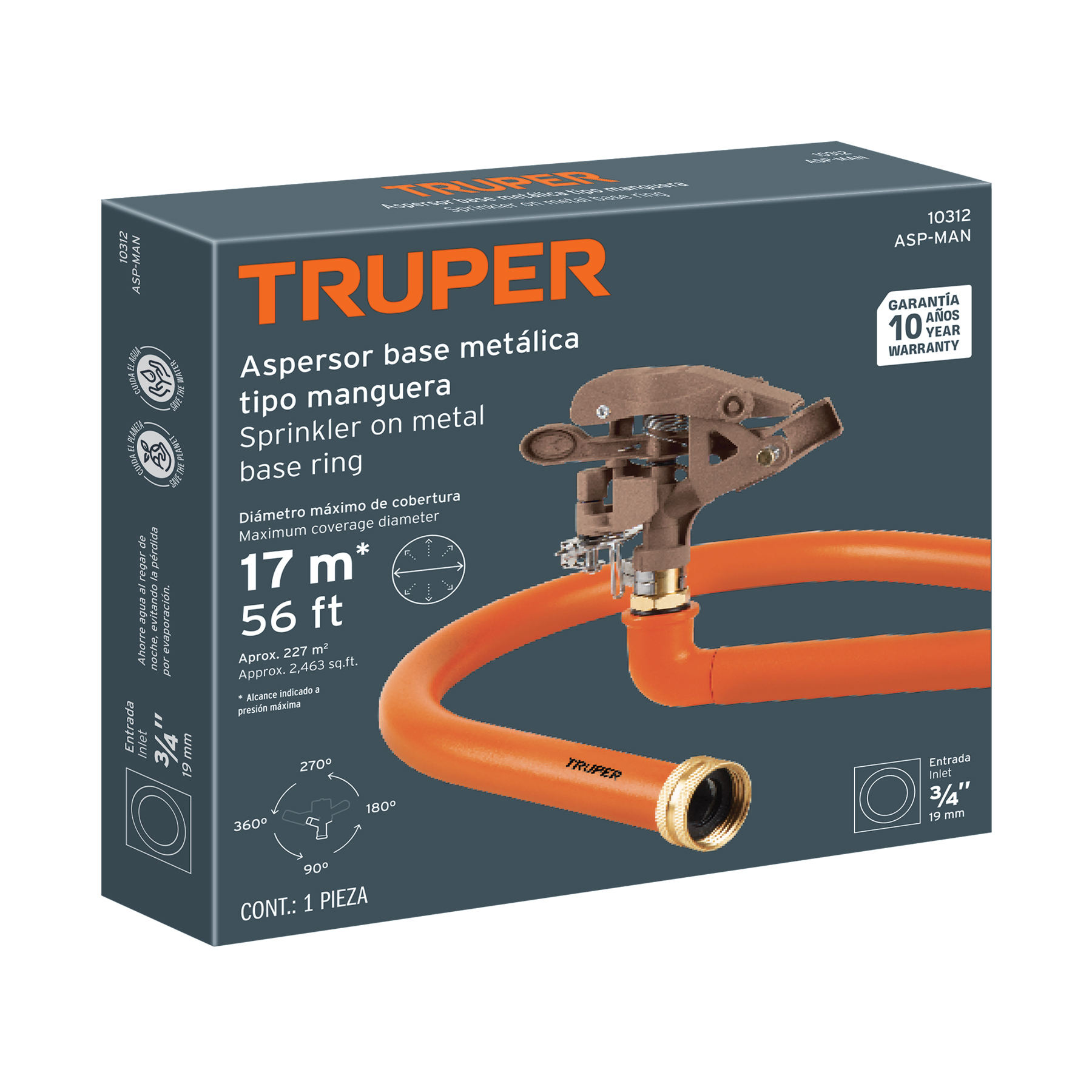 Aspersor base metálica, tipo manguera, TRUPER - Imagen 5
