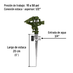 Alternative view of Aspersor plástico 11' dos vías estaca metálica verde, PRETUL