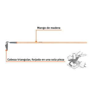 Alternative view of Azadón triangular jardinero, mango de madera 54', TRUPER