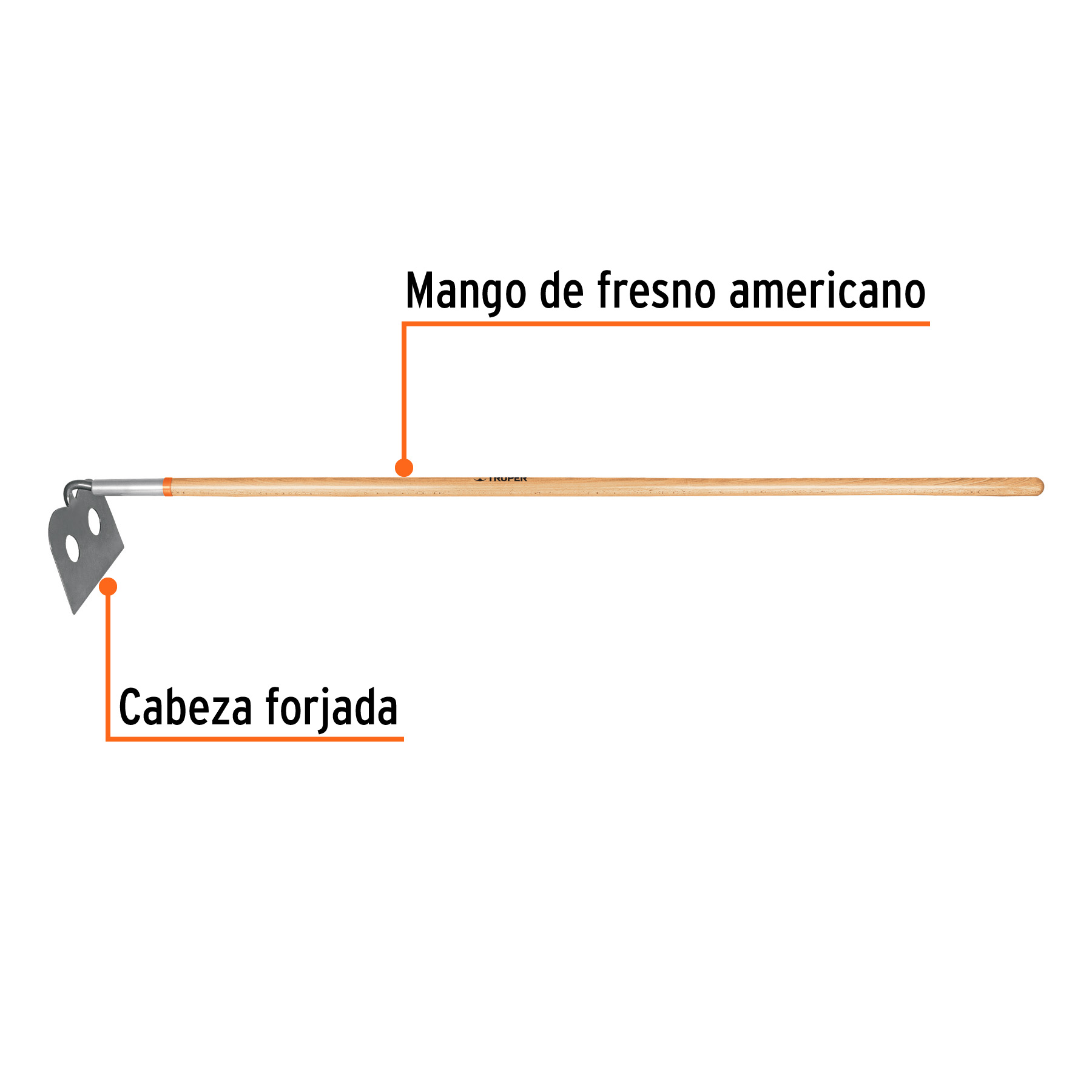 Azadón mezclero, cabeza forjada 10', mango de 60', TRUPER - Imagen 2