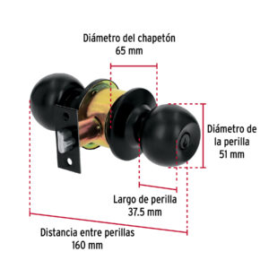Alternative view of Cerradura tipo esfera, cilíndrico, recámara, negro, BASIC