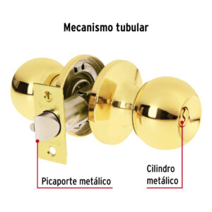 Alternative view of Cerradura tipo esfera, recámara, tubular, brillante, BASIC