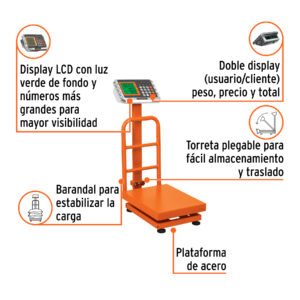 Alternative view of Báscula electrónica de plataforma, plegable, 100 kg, TRUPER