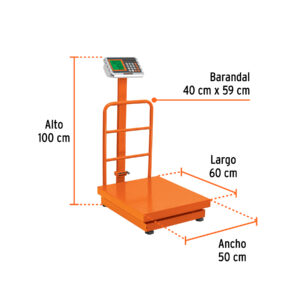 Báscula electrónica de plataforma, plegable,500 kg, TRUPER - Imagen 3