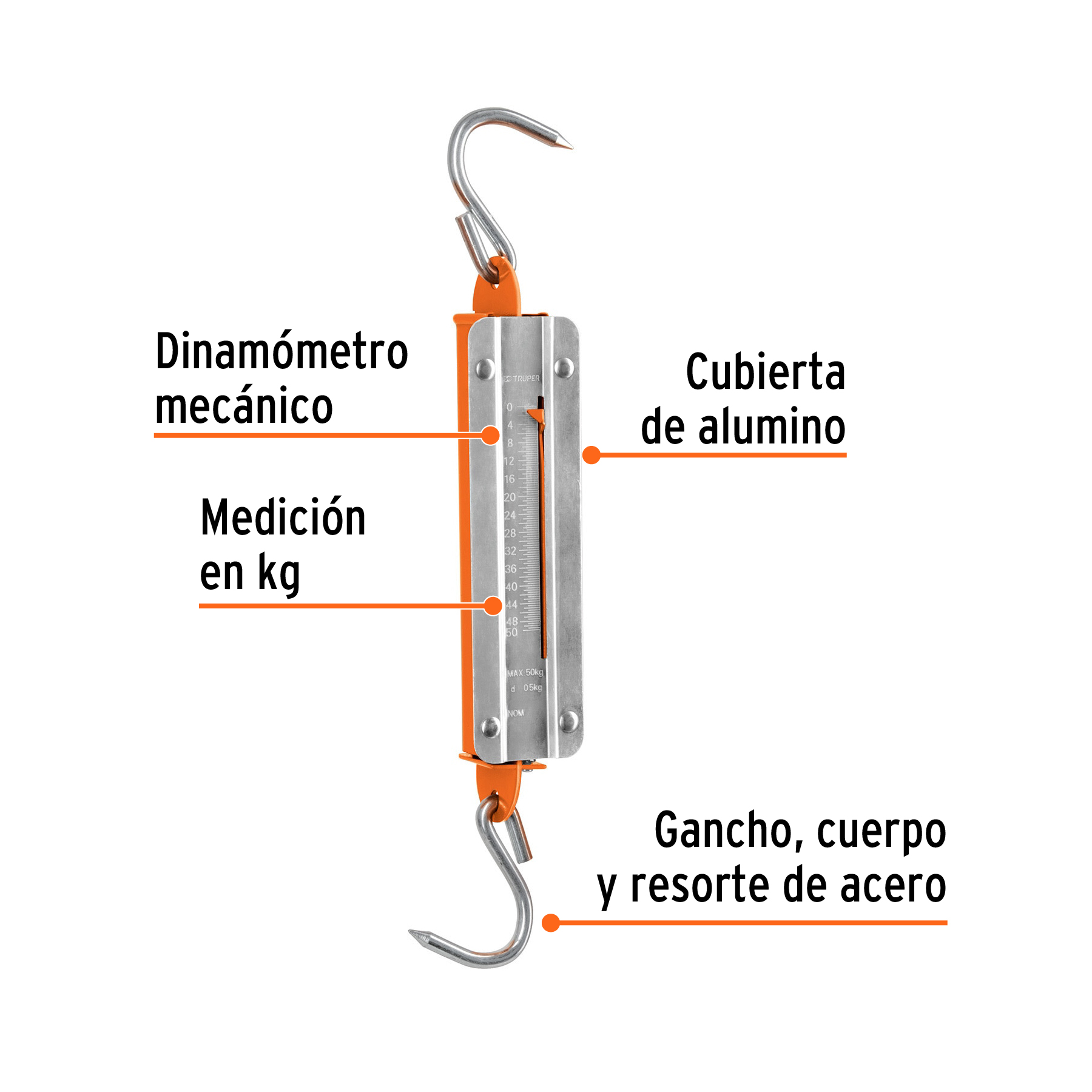Báscula capacidad 50 kg romana de resorte, TRUPER - Imagen 2