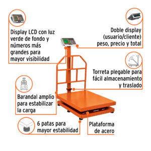 Alternative view of Báscula electrónica de plataforma, plegable, 600 kg, TRUPER