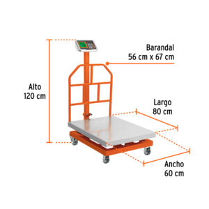 Báscula electrónica de plataforma, 600 kg, inoxidable TRUPER - Imagen 3