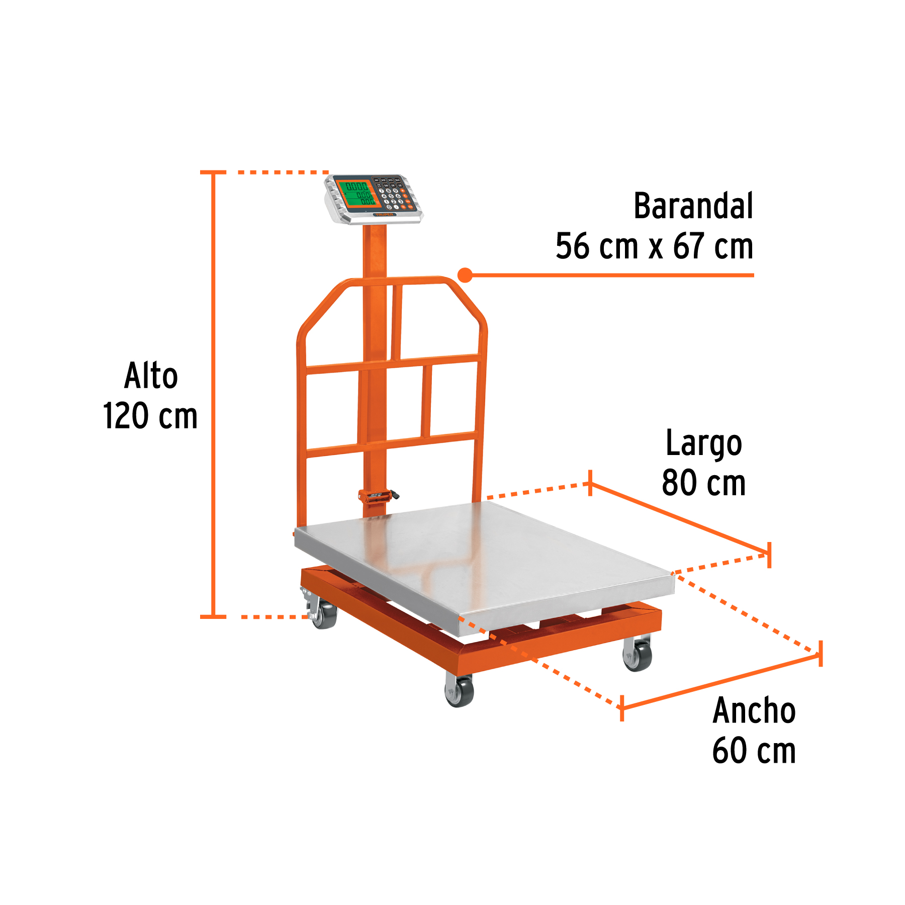 Báscula electrónica de plataforma, 600 kg, inoxidable TRUPER - Imagen 3