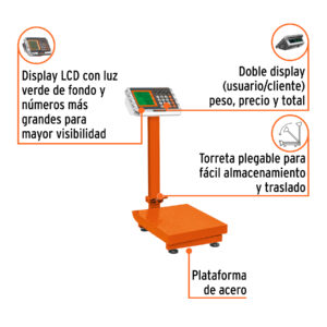 Alternative view of Báscula electrónica de plataforma p/mostrador, 80 kg, TRUPER