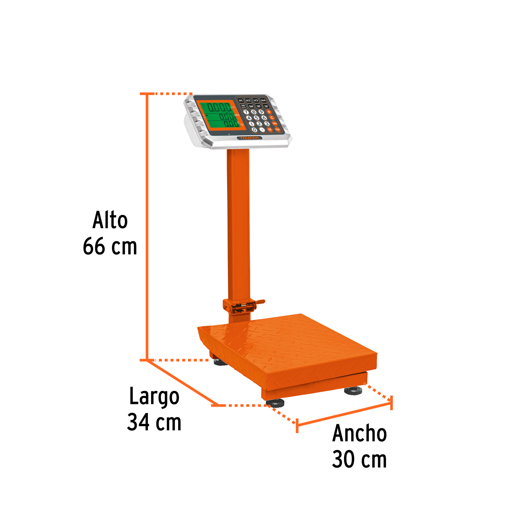 Báscula electrónica de plataforma p/mostrador, 80 kg, TRUPER - Imagen 3