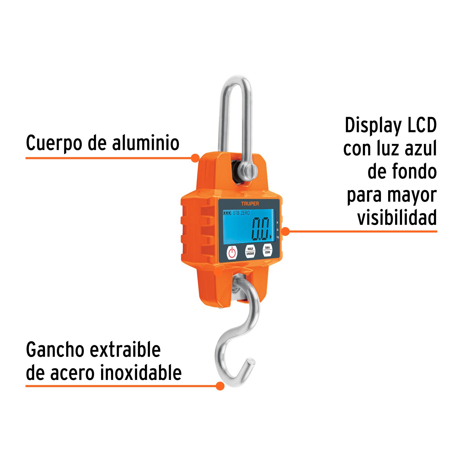 Báscula electrónica colgante, de pilas, 300 kg, TRUPER - Imagen 2