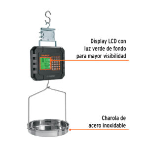 Alternative view of Báscula electrónica colgante, recargable, c/charola, 40 kg