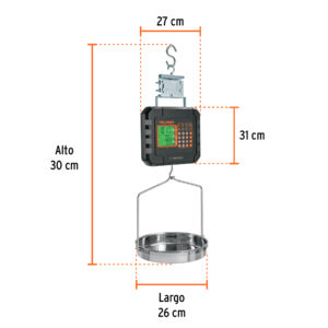 Báscula electrónica colgante, recargable, c/charola, 40 kg - Imagen 3