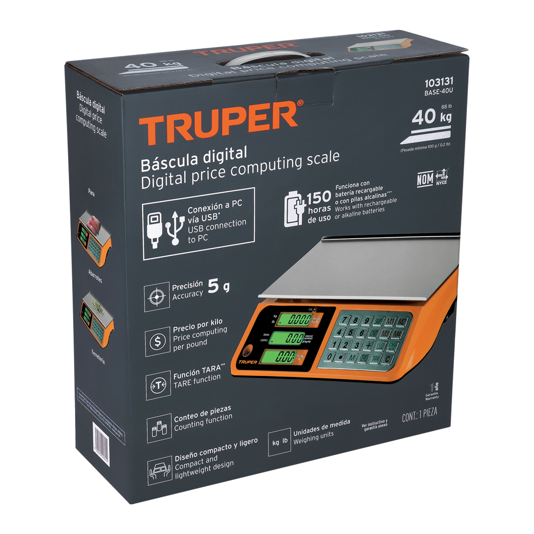 Báscula electrónica multifunciones 40 kg USB, TRUPER - Imagen 4