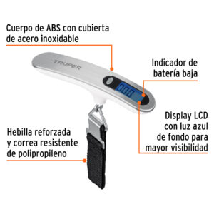 Alternative view of Báscula electrónica para equipaje, de pilas, 50 kg, TRUPER