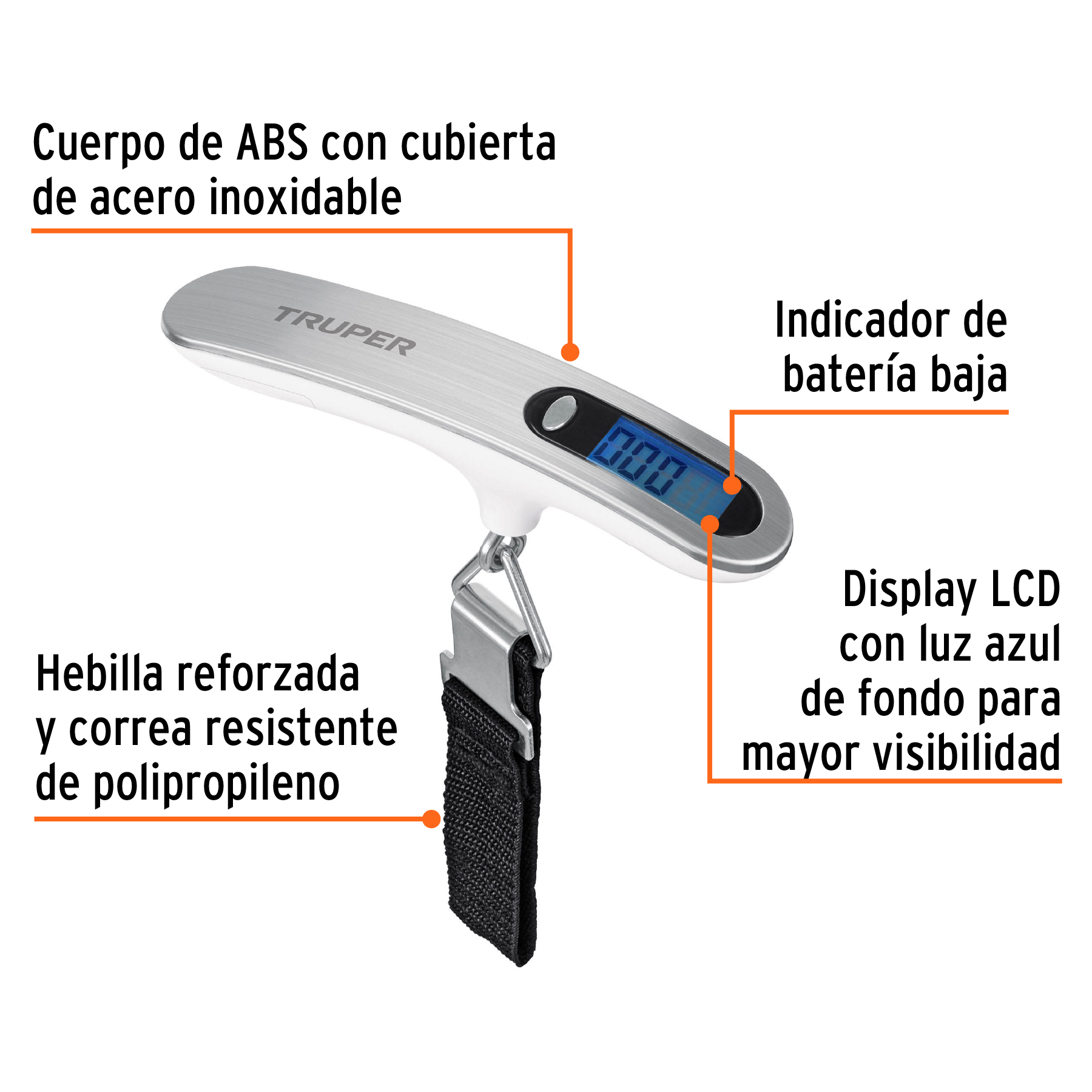 Báscula electrónica para equipaje, de pilas, 50 kg, TRUPER - Imagen 2