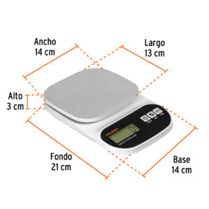 Báscula digital para cocina, plato de acero inox,5kg, TRUPER - Imagen 3