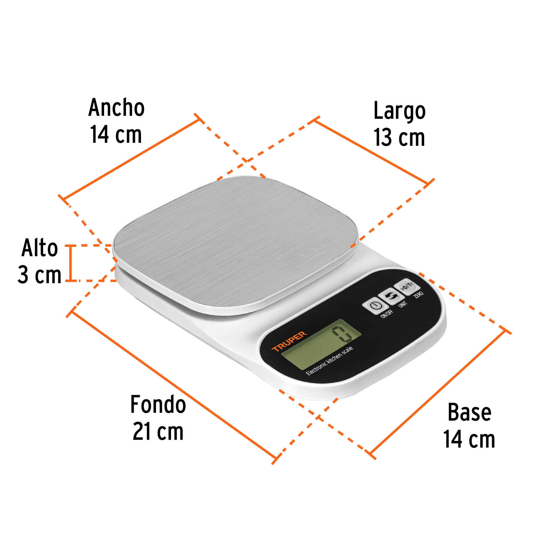 Báscula digital para cocina, plato de acero inox,5kg, TRUPER - Imagen 3