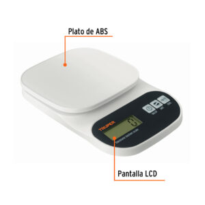 Alternative view of Báscula digital para cocina, plato de ABS, 5 kg, TRUPER