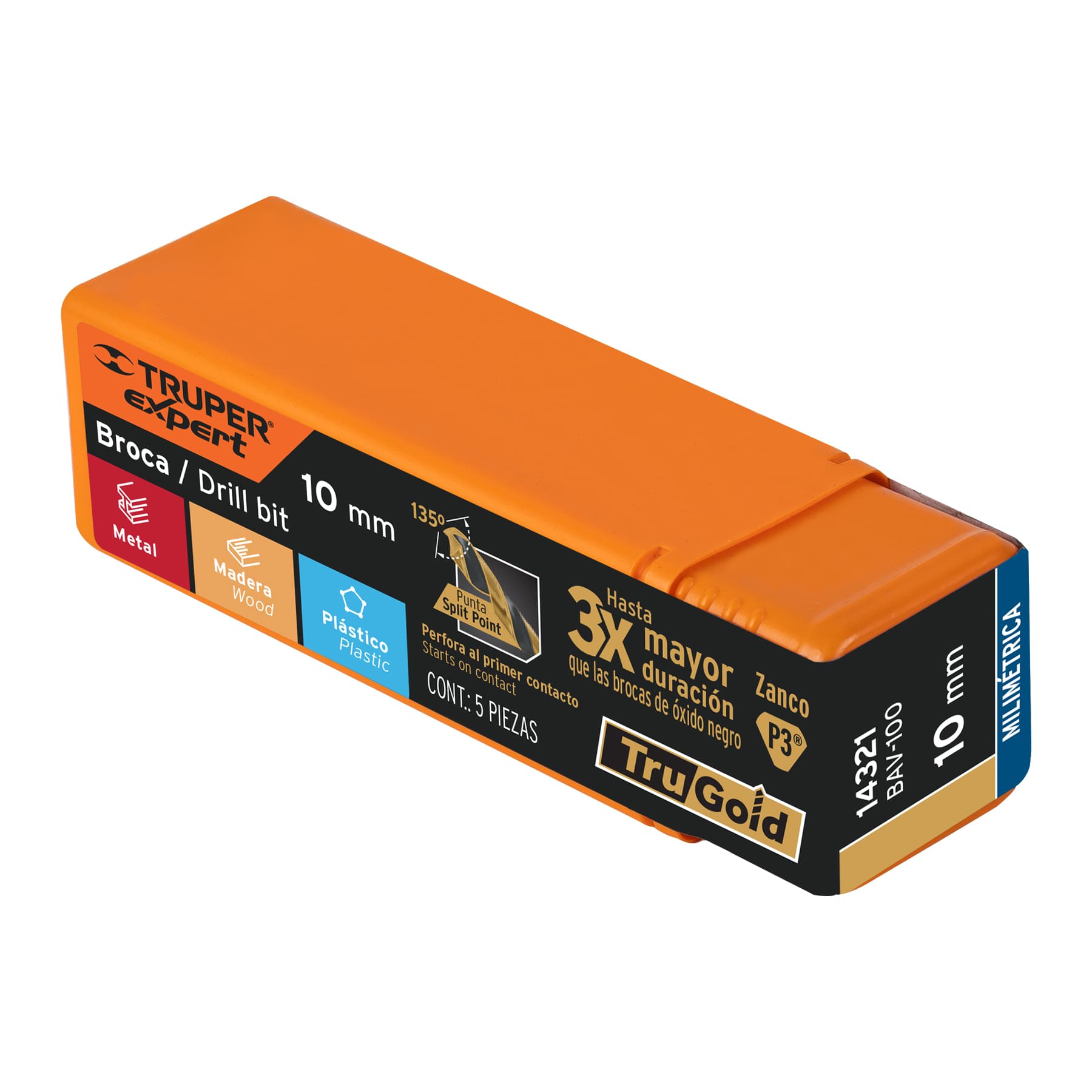 Broca HSS 10.0 mm Trugold para metal, TRUPER EXPERT - Imagen 4