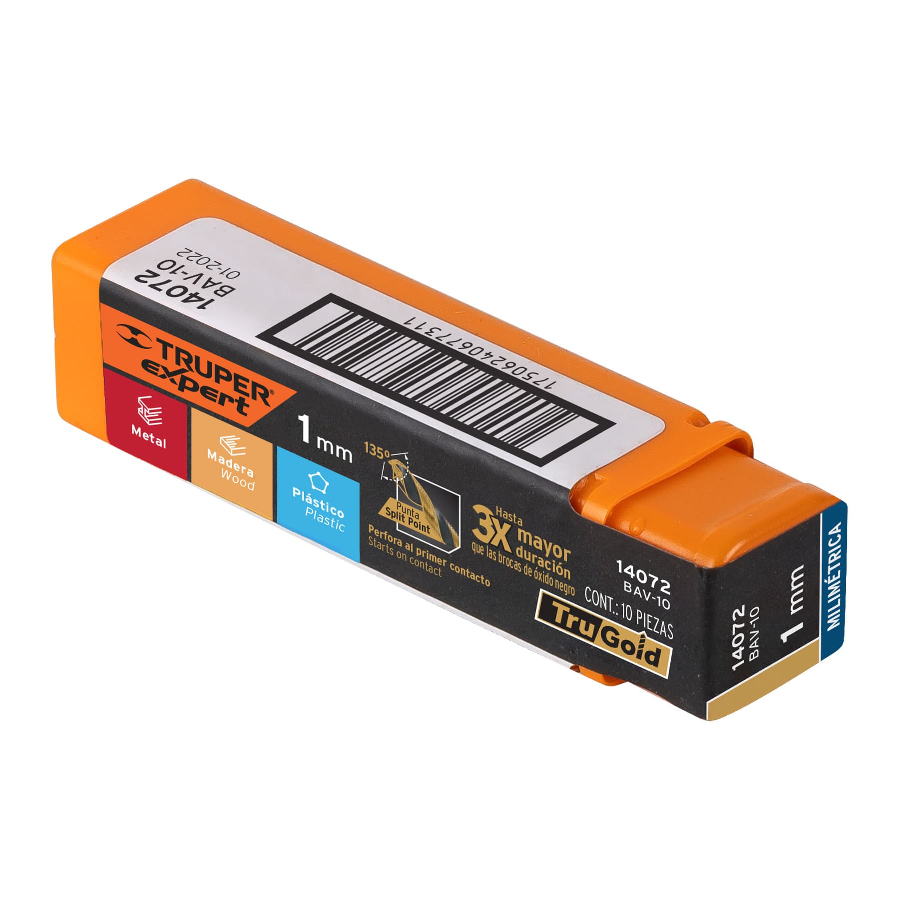 Broca HSS 1.0 mm Trugold para metal, TRUPER EXPERT - Imagen 4
