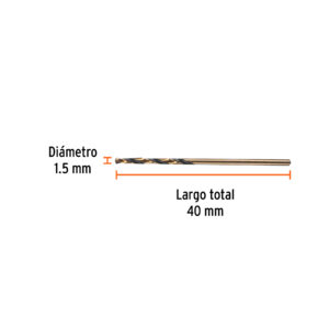 Broca HSS 1.5 mm Trugold para metal, TRUPER EXPERT - Imagen 3