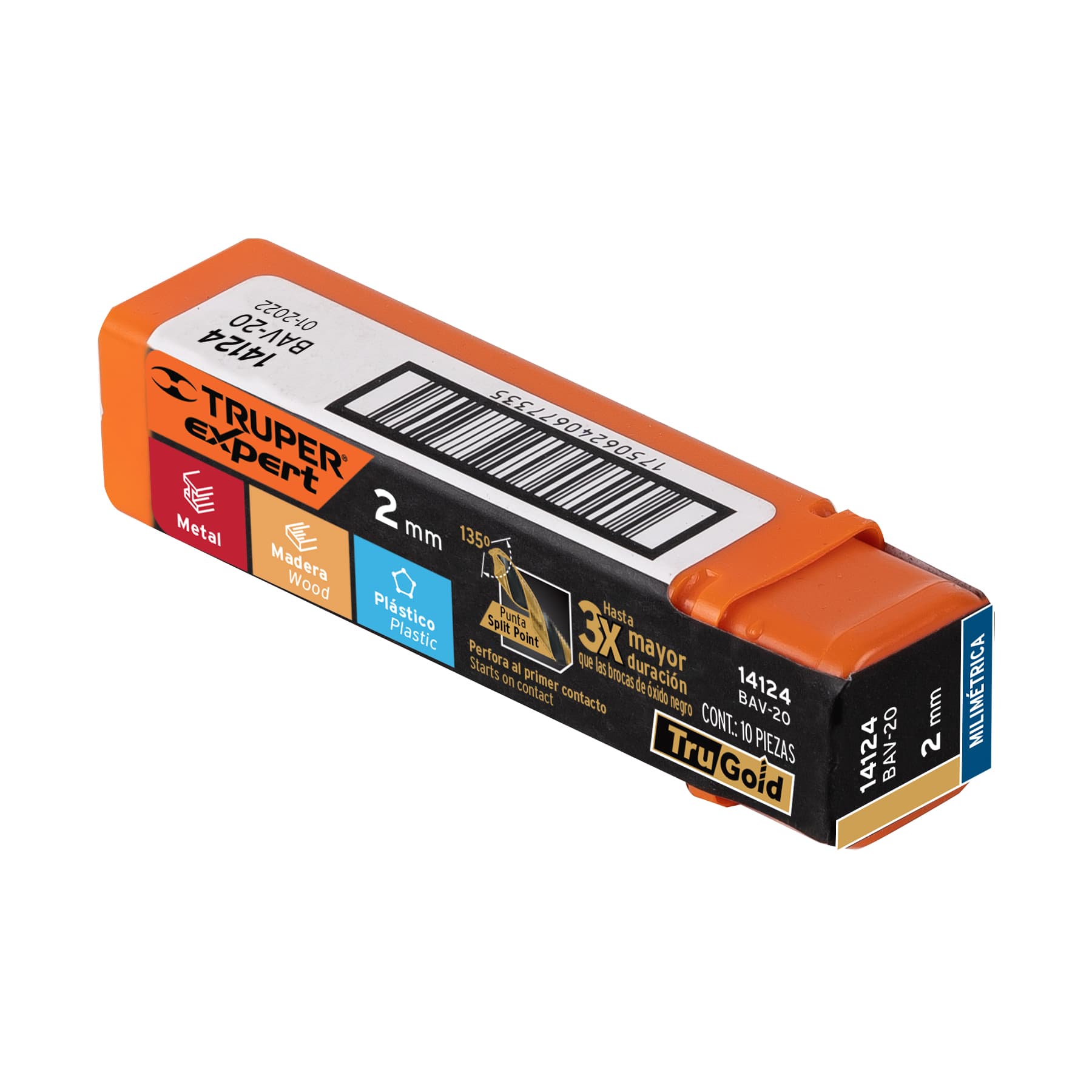 Broca HSS 2.0 mm Trugold para metal, TRUPER EXPERT - Imagen 4