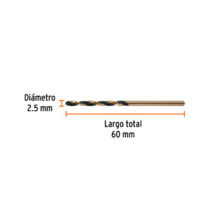 Broca HSS 2.5 mm Trugold para metal, TRUPER EXPERT - Imagen 3