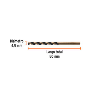 Broca HSS 4.5 mm Trugold para metal, TRUPER EXPERT - Imagen 3