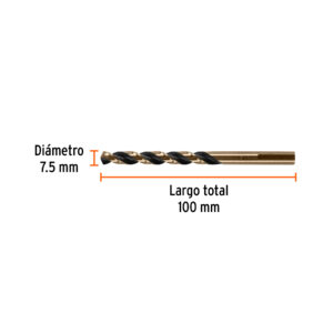 Broca HSS 7.5 mm Trugold para metal, TRUPER EXPERT - Imagen 3
