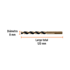 Broca HSS 8.0 mm Trugold para metal, TRUPER EXPERT - Imagen 3