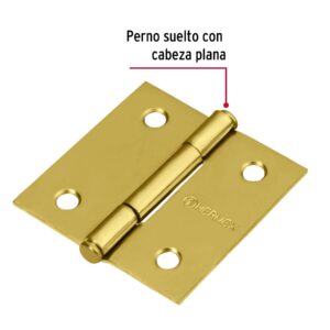 Alternative view of Bisagra cuadrada 2', latonado, cabeza plana, HERMEX