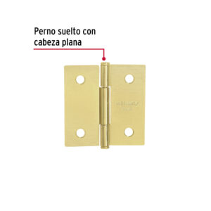 Alternative view of Bisagra cuadrada 2', latonado, cabeza plana, HERMEX BASIC