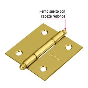 Alternative view of Bisagra cuadrada 2', latonado, cabeza redonda, HERMEX